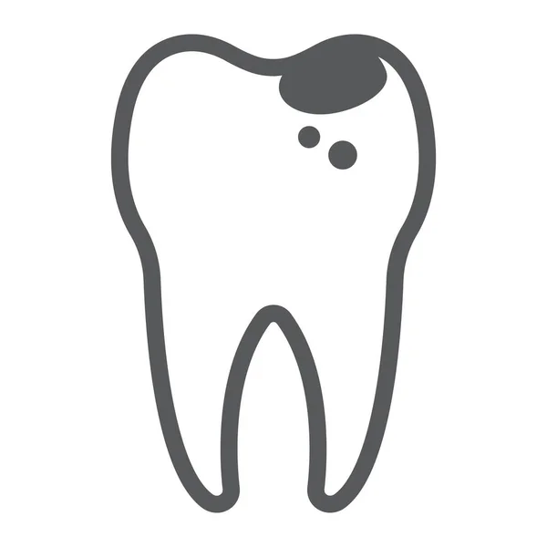 Pictogram van de lijn van de zieke tand, Stomatologie en dental, cariës vector graphics, een lineair patroon op een witte achtergrond, eps 10 tekenen. — Stockvector