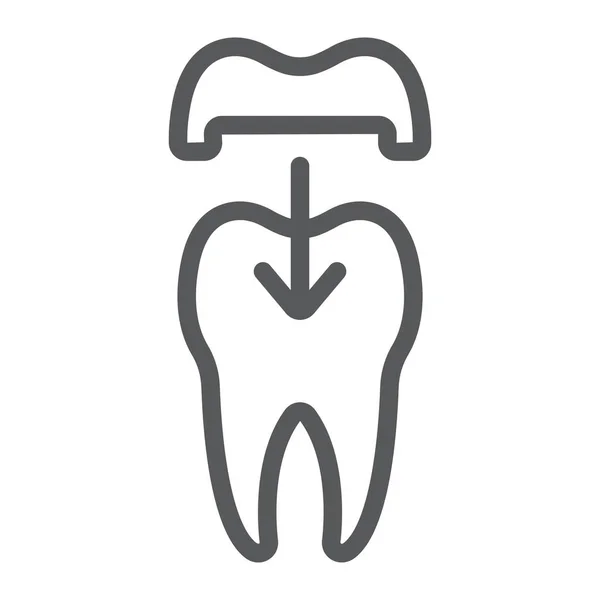 Піктограма лінії зубної корони, стоматологія та стоматологія, знак керамічного зуба Векторна графіка, лінійний візерунок на білому тлі, eps 10 . — стоковий вектор