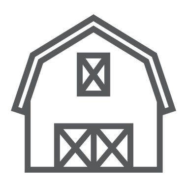 Çiftlik barn satırı simgesi, tarım ve tarım, çiftlik hangar işareti vektör grafikleri, doğrusal model beyaz bir arka planda eps 10.