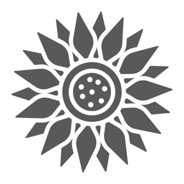 Güneş çiçek glif simgesi, tarım ve tarım, işareti vektör grafik, bir katı model beyaz bir arka planda eps 10 bitki.