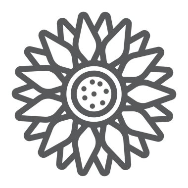 Güneş çiçek satırı simgesi, tarım ve tarım, işareti vektör grafikleri, doğrusal model beyaz bir arka planda eps 10 bitki.