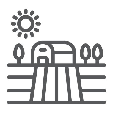 Hasat alanı satırı simgesi, tarım ve tarım, kırsal işareti vektör grafikleri, doğrusal model beyaz bir arka planda eps 10.