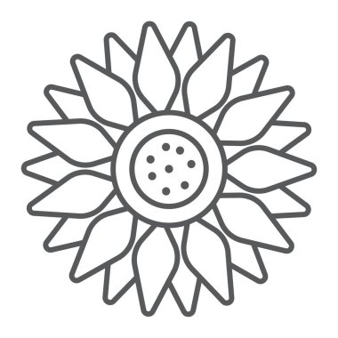 Güneş çiçek ince çizgi simgesi, tarım ve tarım, işareti vektör grafikleri, doğrusal model beyaz bir arka planda eps 10 bitki.