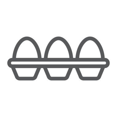 Yumurta karton paket satırı simgesi, tarım ve tarım, protein işareti vektör grafikleri, doğrusal model beyaz bir arka planda eps 10.