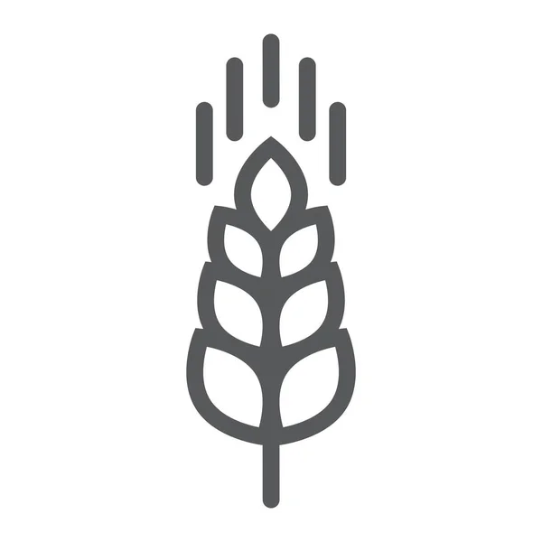 Weizenohren-Symbol, Landwirtschaft und Landwirtschaft, Kornzeichenvektorgrafik, ein lineares Muster auf weißem Hintergrund, Folge 10. — Stockvektor