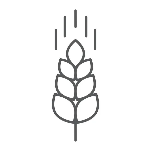 小麦穗线图标, 农业和农业, 谷物符号矢量图形, 在白色背景上的线性模式, eps 10. — 图库矢量图片