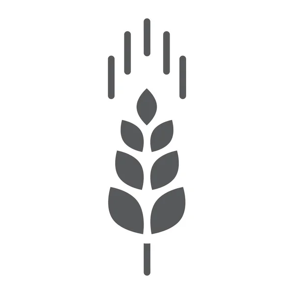 小麦穗字形图标, 农业和农业, 谷物符号矢量图形, 一个坚实的模式在白色背景, eps 10. — 图库矢量图片
