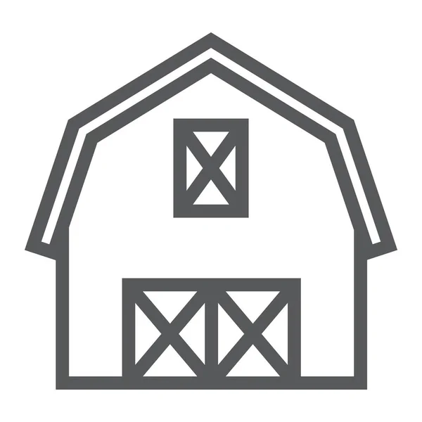 Farm barn line icon, farming and agriculture, farm hangar sign vector graphics, a linear pattern on a white background, eps 10. — Stock Vector