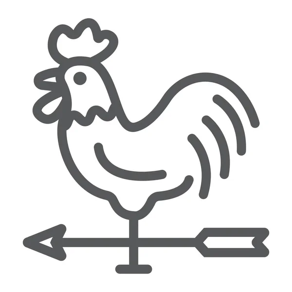Gallo tiempo paleta línea icono, la agricultura y la agricultura, signos de gallo gráficos vectoriales, un patrón lineal sobre un fondo blanco, eps 10 . — Vector de stock