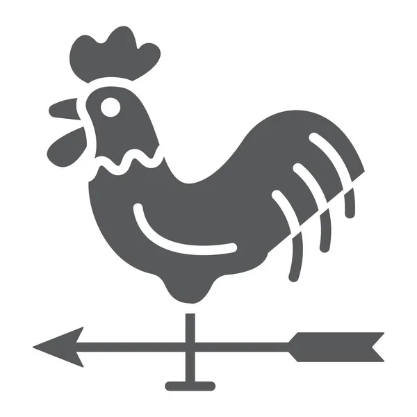 Gallo tiempo veleta glifo icono, la agricultura y la agricultura, la polla signos gráficos vectoriales, un patrón sólido sobre un fondo blanco, eps 10 . — Vector de stock