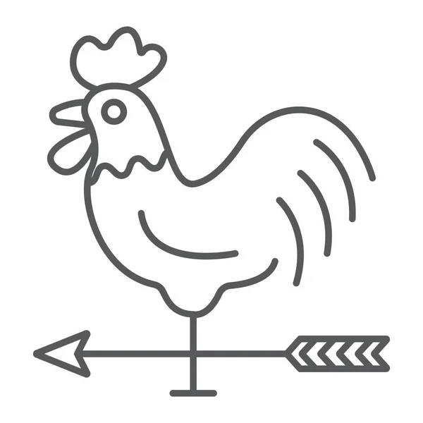 Gallo tiempo veleta delgada línea icono, la agricultura y la agricultura, la polla signos gráficos vectoriales, un patrón lineal sobre un fondo blanco, eps 10 . — Vector de stock