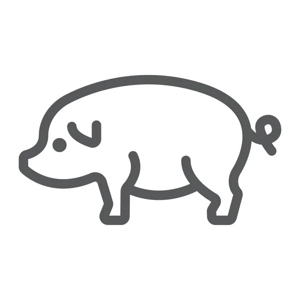 Pig line icon, farming and agriculture, Schweinefleisch-Vektorgrafik, ein lineares Muster auf weißem Hintergrund, Folge 10. — Stockvektor