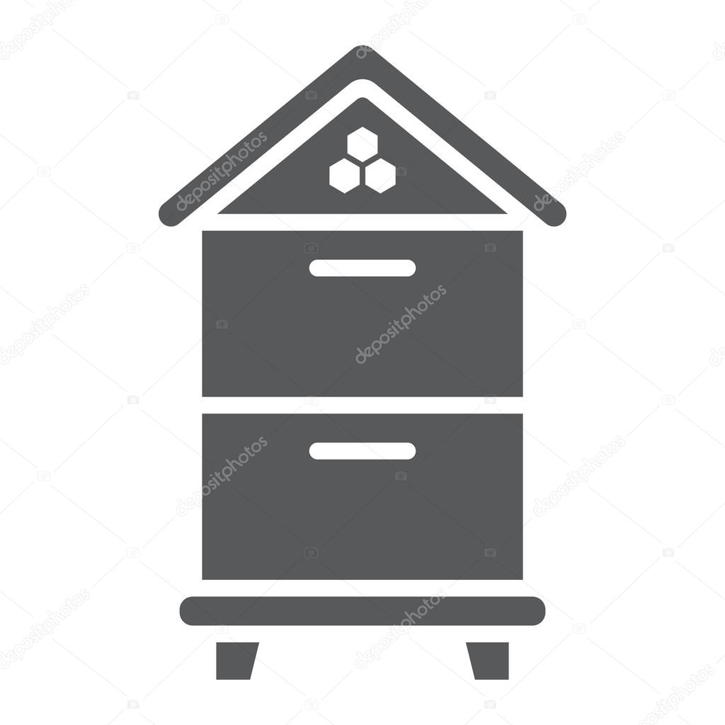 Wooden beehive glyph icon, farming and agriculture, honey sign vector graphics, a solid pattern on a white background, eps 10.
