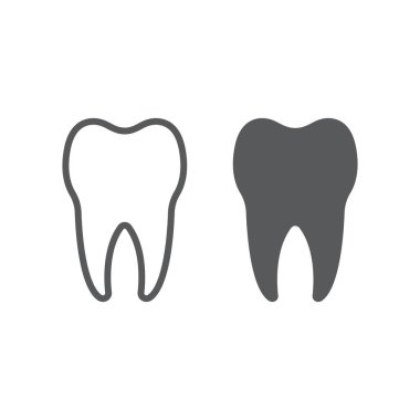 Diş çizgi ve glif simgesi, stomatology ve diş, sağlıklı dent vektör grafikleri, doğrusal model beyaz bir arka planda eps 10 üye.