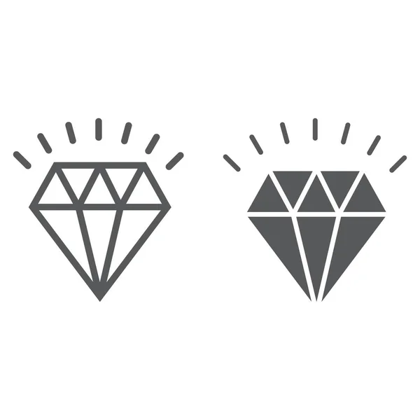 Diamond line en glyph pictogram, dure en luxe, edelsteen teken vector graphics, een lineair patroon op een witte achtergrond, eps 10. — Stockvector