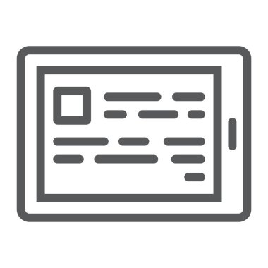 E, satırı simgesi, e öğrenme ve eğitim okuma tablet işareti vektör grafikleri, doğrusal model beyaz bir arka planda eps 10.