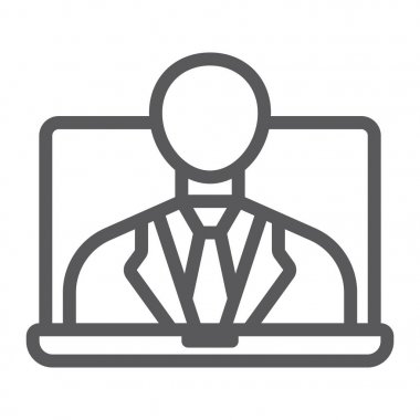 Webinar satırı simgesi, e öğrenme ve eğitim, iş eğitim işareti vektör grafikleri, doğrusal model beyaz bir arka planda eps 10.