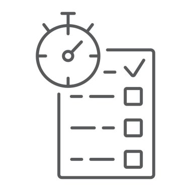 Quiz ince çizgi simgesi, e öğrenme ve eğitim, işareti vektör grafikleri, doğrusal model beyaz bir arka planda eps 10 anket.