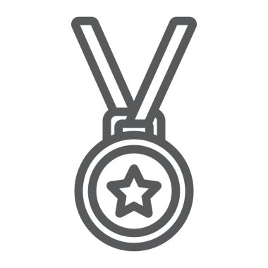 Madalya satırı simgesi, kupa ve Ödülleri, en iyi öğrenci işareti vektör grafikleri, doğrusal model beyaz bir arka planda eps 10.