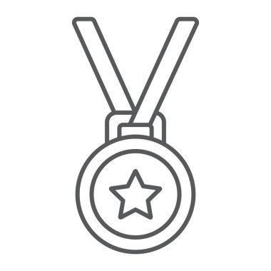 Madalya ince çizgi simgesi, kupa ve Ödülleri, en iyi öğrenci işareti vektör grafikleri, doğrusal model beyaz bir arka planda eps 10.