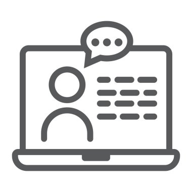 Online danışmanlık satırı simgesi, e öğrenme ve eğitim, işareti vektör grafik, bir doğrusal model beyaz bir arka planda eps 10 desteği.