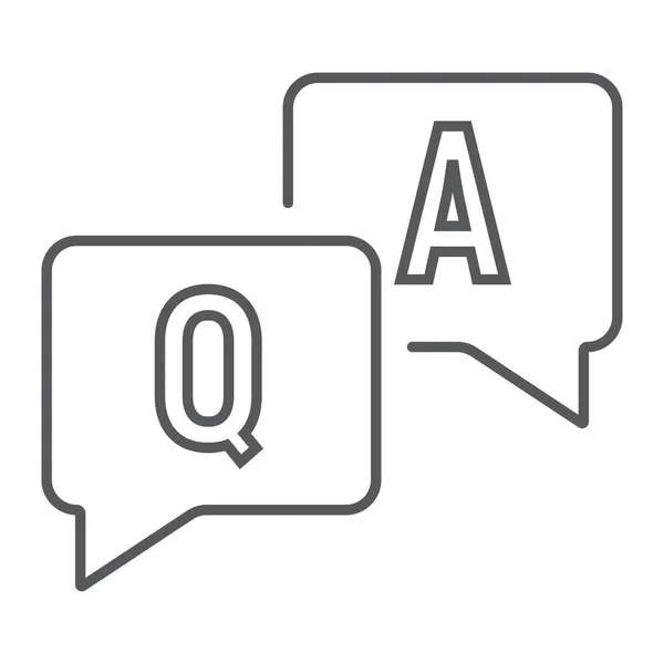 Question and answer thin line icon, e learning and education, speech bubble chat sign vector graphics, a linear pattern on a white background, eps 10. — Stock Vector