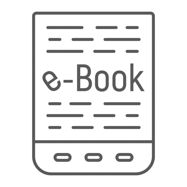 Boekpictogram dunne lijn E, e-leren en onderwijs, teken tablet vector graphics, een lineair patroon op een witte achtergrond, eps 10. — Stockvector