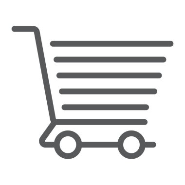 Alışveriş sepeti satırı simgesi, e ticaret ve mağaza, gıda perakende işareti vektör grafikleri, doğrusal model beyaz bir arka planda eps 10.