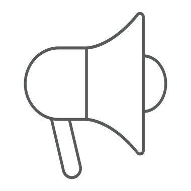 Promosyon ince çizgi simgesi, e ticaret ve pazarlama, megafon işareti vektör grafikleri, doğrusal model beyaz bir arka planda eps 10.