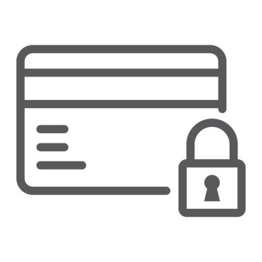 Kredi kartı güvenlik satırı simgesi, e ticaret ve pazarlama, ödeme işareti vektör grafikleri, doğrusal model beyaz bir arka planda eps 10.