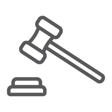 Açık Eksiltme Satırı simgesi, e ticaret ve pazarlama, Yargıç tokmak işareti vektör grafikleri, doğrusal model beyaz bir arka planda eps 10.