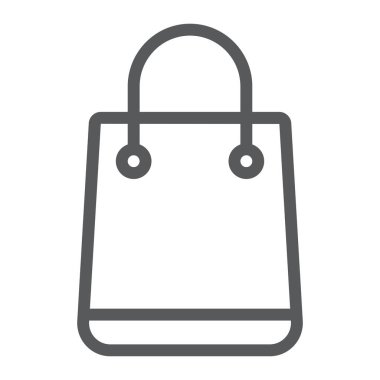 Hediye işareti vektör grafikleri, doğrusal model beyaz bir arka planda eps 10 alışveriş çantası satırı simgesi, e ticaret ve pazarlama,.