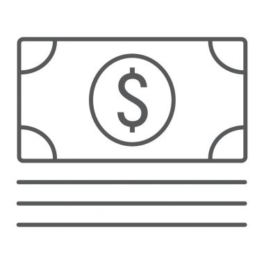 Para ince çizgi simgesi, e ticaret ve pazarlama, dolar işareti vektör grafikleri, doğrusal model beyaz bir arka planda eps 10.