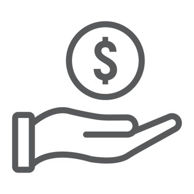 El satırı simgesi, e ticaret ve pazarlama sikke, vektör grafikleri, doğrusal model beyaz bir arka planda eps 10 tasarruf kayıt.