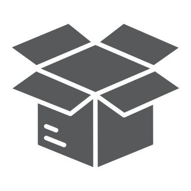 Aç kutusuna karakter simgesi, e ticaret ve pazarlama, vektör grafikleri, beyaz bir arka planda eps 10 katı bir desen ürünler oturum.