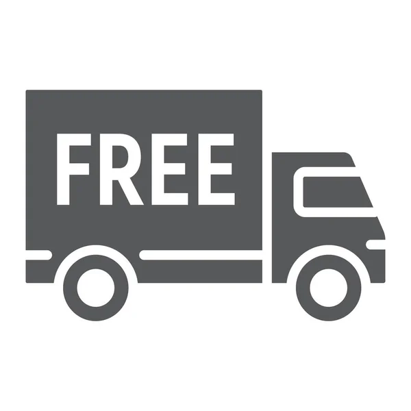 Ícone de glifo de entrega gratuita, e-commerce e marketing, gráficos de vetor de sinal de serviço de caminhão, um padrão sólido em um fundo branco, eps 10 . — Vetor de Stock