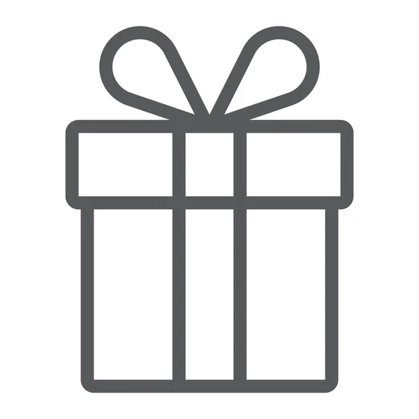 礼品盒线图标, 礼物和节日, 包装符号矢量图形, 一个白色背景的线性模式, eps 10. — 图库矢量图片