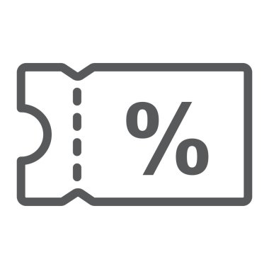 Satışı işareti vektör grafikleri, doğrusal model beyaz bir arka planda eps 10 indirim kupon satırı simgesi, e ticaret ve pazarlama,.