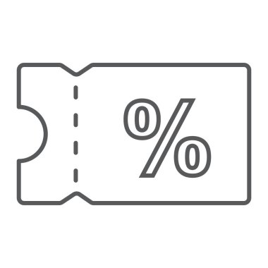 Satışı işareti vektör grafikleri, doğrusal model beyaz bir arka planda eps 10 indirim kupon ince çizgi simgesi, e ticaret ve pazarlama,.