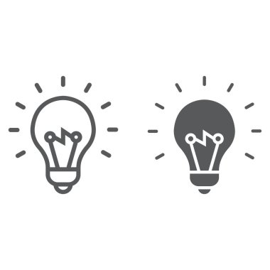 Akıllı fikir işareti vektör grafikleri, doğrusal model beyaz bir arka planda eps 10 ampul çizgi ve glif simgesi, e öğrenme ve eğitim,.