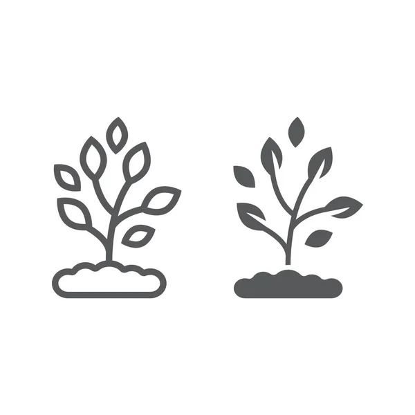 Línea vegetal e icono del glifo, agricultura y agricultura, gráficos de vectores de signos ecológicos, un patrón lineal sobre un fondo blanco, eps 10 . — Vector de stock