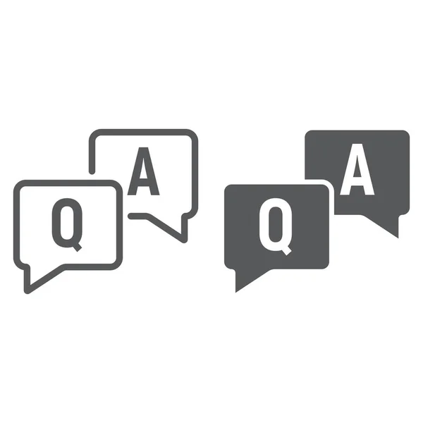 Question and answer line and glyph icon, e learning and education, speech bubble chat sign vector graphics, a linear pattern on a white background, eps 10. — Stock Vector