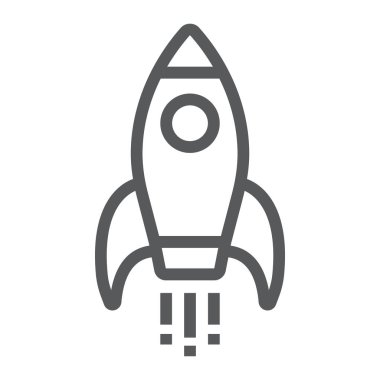 Başlangıç satırı simgesi, geliştirme ve iş, roket işareti vektör grafikleri, doğrusal model beyaz bir arka planda eps 10.