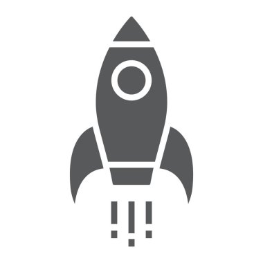 Başlangıç glif simgesi, geliştirme ve iş, roket işareti vektör grafikleri, beyaz bir arka planda eps 10 katı bir desen.