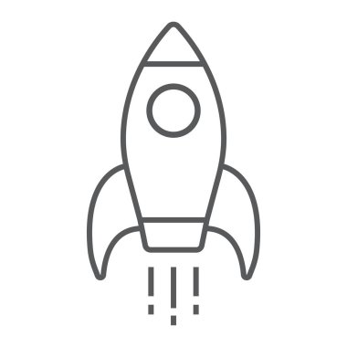 Başlangıç ince çizgi simgesi, geliştirme ve iş, roket işareti vektör grafikleri, doğrusal model beyaz bir arka planda eps 10.