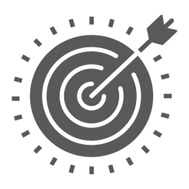 Hedef glif simgesini, geliştirme ve iş, dart tahtası işareti vektör grafikleri, beyaz bir arka planda eps 10 katı bir desen.