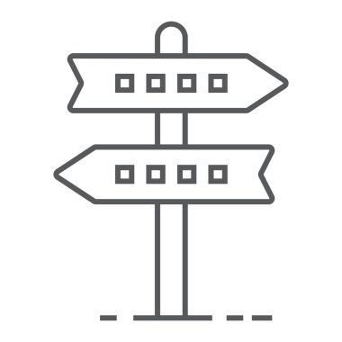 Yön işareti vektör grafikleri, doğrusal model beyaz bir arka planda eps 10 tabelasını ince çizgi simgesi, geliştirme ve işletme,.