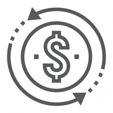 Getirisi yatırım satırı simgesi, geliştirme ve iş, para iade oturum vektör grafikleri, doğrusal model beyaz bir arka planda eps 10.