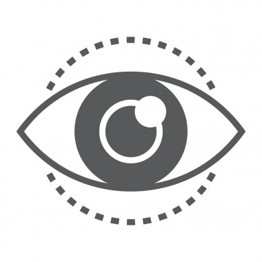 Vizyon glif simgesi, geliştirme ve iş, göz işareti vektör grafikleri, doğrusal model beyaz bir arka planda eps 10.