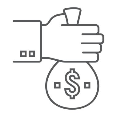 Yatırım ince çizgi simgesi, geliştirme ve işletme, finans işareti vektör grafikleri, doğrusal model beyaz bir arka planda eps 10.